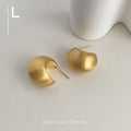 Matte Gold Teardrop Chunky Stud Earrings Brushed C Shape view 1