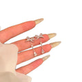 Silver Bow Teardrop Tassel Stud Earrings Statement Jewelry view 5