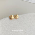 Mini Square Wavy Metal Stud Earrings Gold Silver Finishes view 3