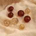 Red and Apricot Gold Flake Look Round Stud Earrings view 1
