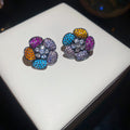 Multicolor Crystal Flower Stud Earrings Fashion Jewelry view 6