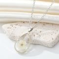 Silver Tone Clear Resin Pressed Flower Teardrop Pendant Necklaces view 9