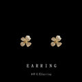 Gold Four Petal Pave Clear CZ Flower Stud Earrings view 1