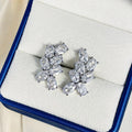 Silver Tone Oval Marquise Cluster Leaf Stud Earrings view 2