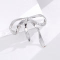 Gold Tone Ribbon Bow Polished Two Designs Metal Brooch Pin view 4