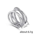 Silver Tone Multi Band Crisscross Clear Pavé Ring Sizes 6-10 view 4