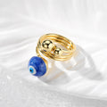 Gold Tone Swirled Glass Evil Eye Adjustable Rings in Ten Colors view 9