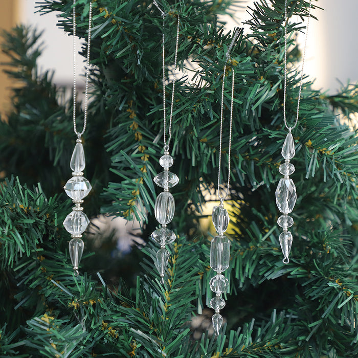 Clear Crystal Bead Christmas Tree Hanging Ornament Strand