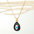 Gold Tone Teardrop Enamel Evil Eye Pendant Necklaces in Six Colors view 2
