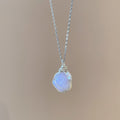 Wire Wrapped Pink Stone Pendant Necklace Silver Chain Drop view 6