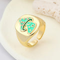 Gold Tone Enamel Smiley, Yin Yang and Mushroom Adjustable Rings view 4