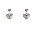 Silver Heart Angel Relief Drop Stud Earrings Matching Pair view 5