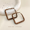 Leopard Print Flocked Square Geometric Hoop Earrings Pair view 3