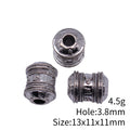 Antique Silver Metal Scripted Barrel Large Hole Bead For Jewelry Making view 3