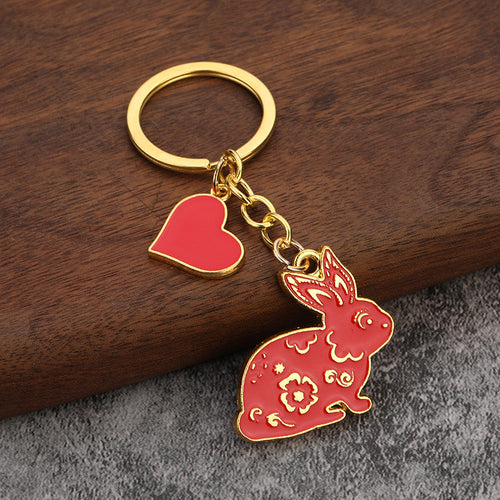 Cute Rabbit Zinc Alloy Keychain for Bags and Car Decor