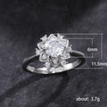 Silver Flower Halo Clear CZ Snowflake Style Ring Metal view 5
