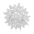 Crystal Sunburst Flower Brooch In 2 Styles With Polished Metal Details view 1