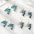 Gold Tone Ocean Animal Pressed Flower Drop Earrings in Fifteen Designs view 2
