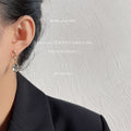 Gold-Tone Teardrop Glass Drop Earrings Clear CZ Accents view 2