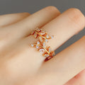 Leaf Branch Adjustable Open Ring In Gold And Silver Tones view 4