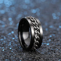 Spinner Chain Band Ring Black Steel Two-Tone Sizes 6-13 view 2