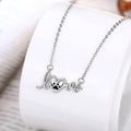 Silver Tone Love Script Paw Heart Pendant Necklace view 3