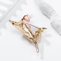 Gold Tone Flower Pearl Look Metal Brooch Pin for Jackets and Lapels view 3