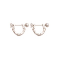 Silver Tone U Shape Crystal and Faux Pearl Stud Earrings view 5