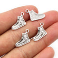 Detailed High Top Sneaker Charms in Antique Silver Finish view 1
