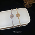 Crystal Flower Leaf Center Slider Bracelet In Gold Or Silver Tone view 3