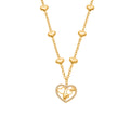 Gold Heart Station Chain Necklace Open Pendant Zircon view 5
