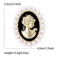 Pearl Frame Cameo Woman Brooch in Pink Black or White Enamel view 6