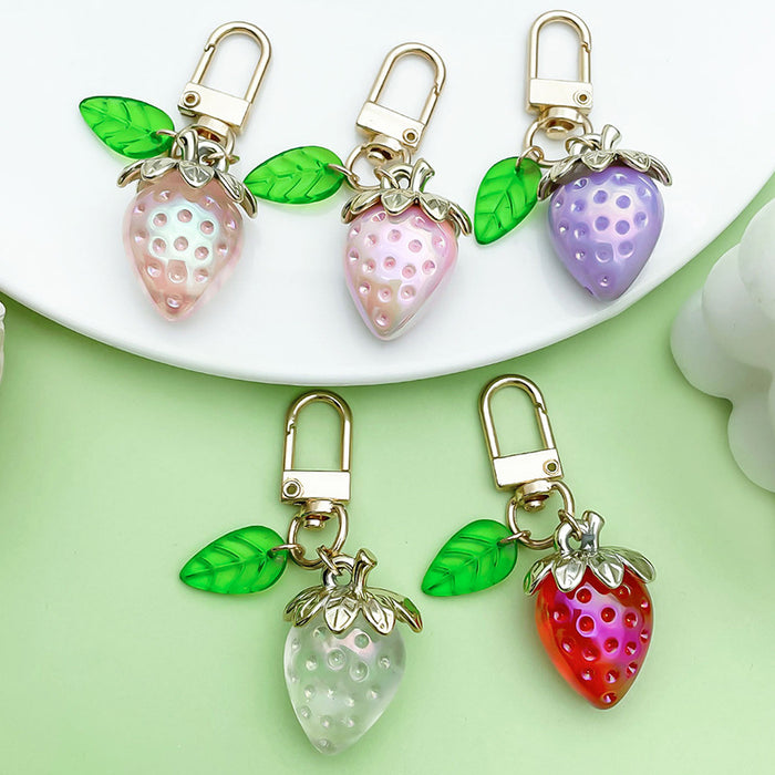Strawberry Charm Keychains in 4 Pictured Variations for Bags and Keys