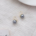 Gray Pearl Look Gold Tone Hook Earrings in Three Sizes view 8