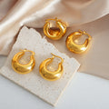 Polished Chunky Puffy Crescent Hoop Earrings Metal view 2
