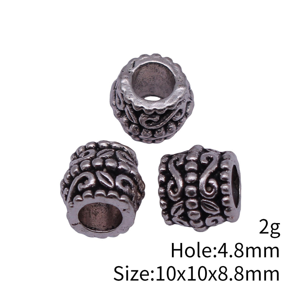 10x10x8.8mm 2g Multicolor Zinc Alloy Embossed Scroll Pattern Large Hole Beads for DIY Jewelry Making