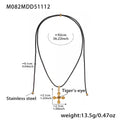 Gold Stainless Steel Tiger Eye Cross Pendant Black Cord Necklace view 6