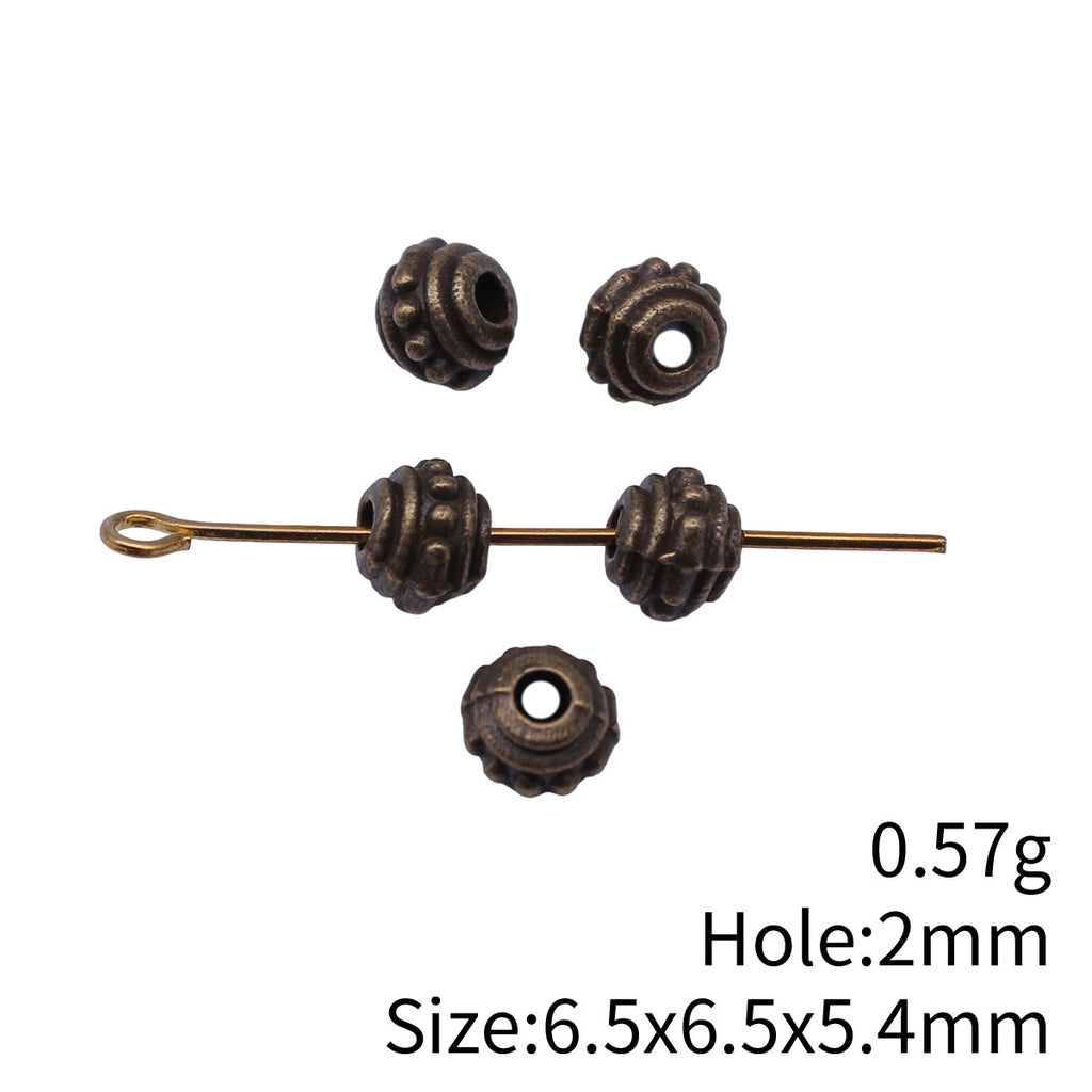 6.5x6.5x5.4mm 0.57g Antique Bronze Zinc Alloy Round Small Hole Spacer Beads for Bracelet Jewelry Making