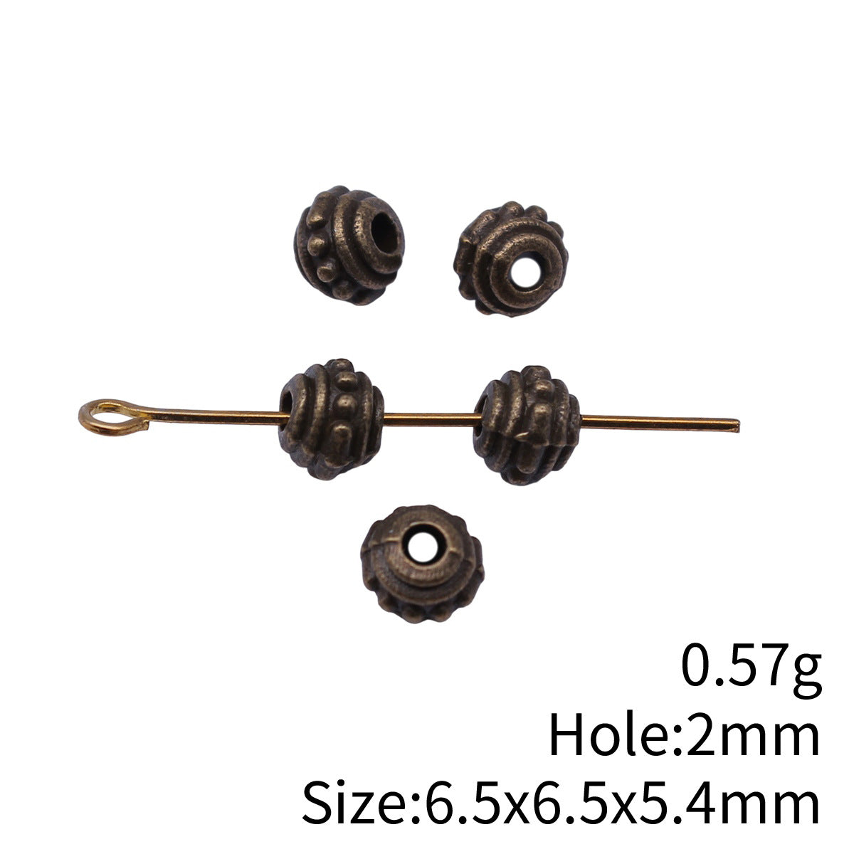 6.5x6.5x5.4mm 0.57g Antique Bronze Zinc Alloy Round Small Hole Spacer Beads for Bracelet Jewelry Making