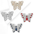 Crystal Butterfly Metal Brooch in Four Accent Colors view 2
