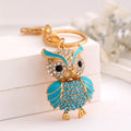 Rhinestone Owl Keychain Gold Tone Charm Pink Or Blue Styles view 7