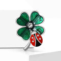 Ladybug Four Leaf Clover Enamel Brooch Gold Or Silver view 3