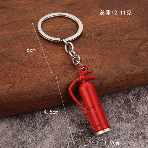 Mini Fire Extinguisher Alloy Keychain Novelty Car Bag Charm