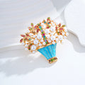 Floral Bouquet Crystal Enamel Metal Brooch Pin for Jackets and Lapels view 5