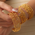 Gold Multi Strand Twisted Rope Bead Open Cuff Bangle view 4