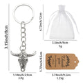 Silver Bull Skull Metal Keychain Western Longhorn Charm view 2