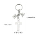 Silver Tone Metal Cross Keychain With I Love Jesus And Symbol Charms view 3