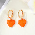 Gold Tone Love Heart Charm Huggie Drop Earrings in Six Colors view 2
