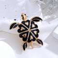 Black Gold Tone Sea Turtle Enamel Metal Brooch Pin view 4