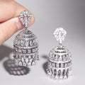 White Gold Tone Pave Chandelier Bell Drop Earrings Pair view 2